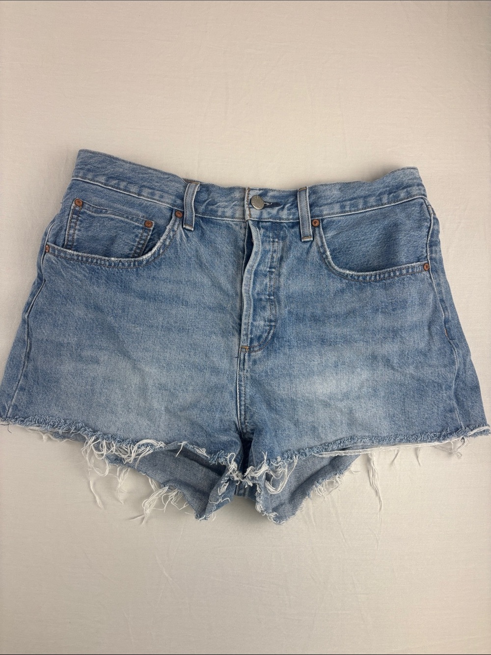 Denim Forum The ‘90s Vintage Hi-Rise Mini Denim Shorts Light Blue